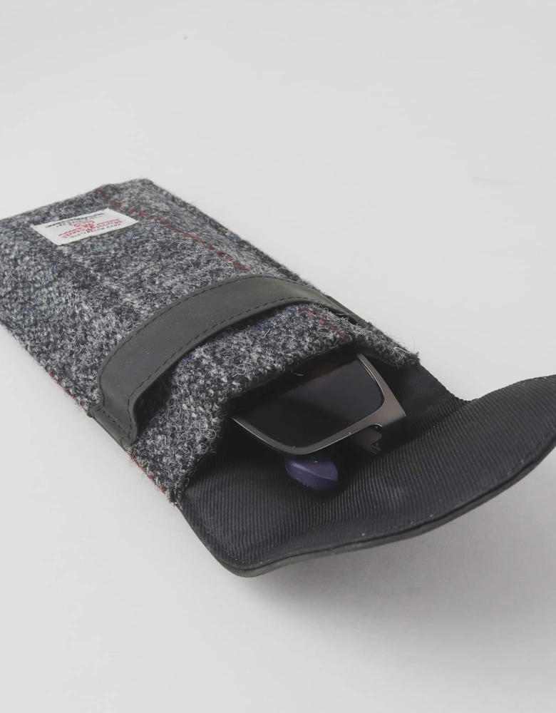 Harris Tweed Fold Over Glasses Case - Grey