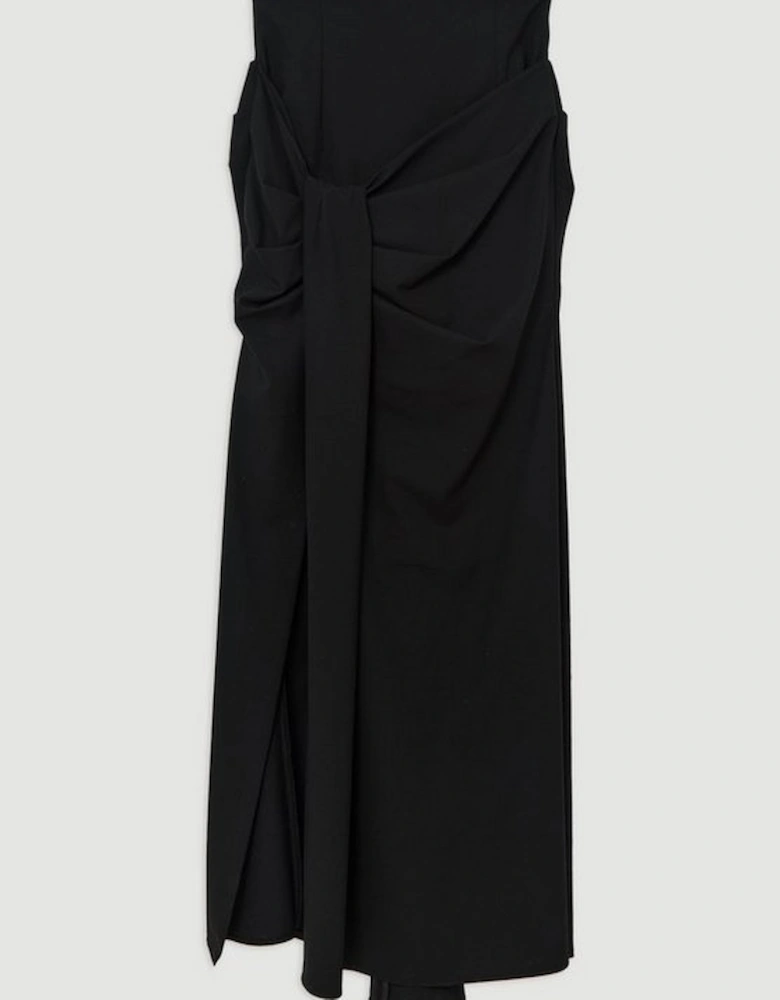 Tailored High Waisted Draped Maxi Skirt