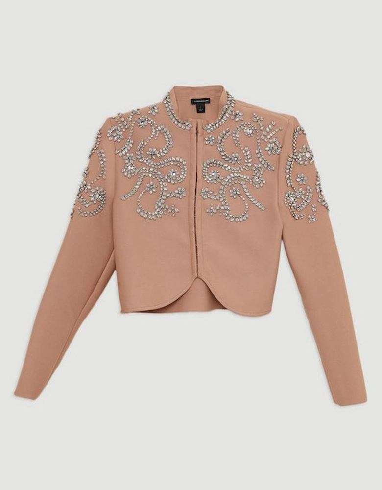 Figure Form Bandage Embellished Knit Jacket