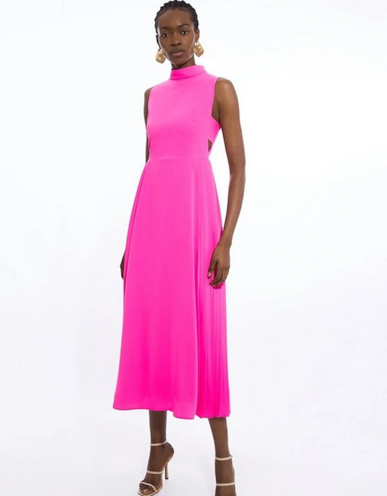 Petite Soft Tailored Pleated Panel Midaxi Dress