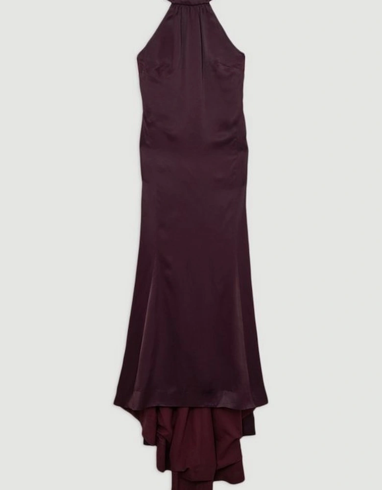 Premium Satin Halter Neck Tailored Maxi Dress