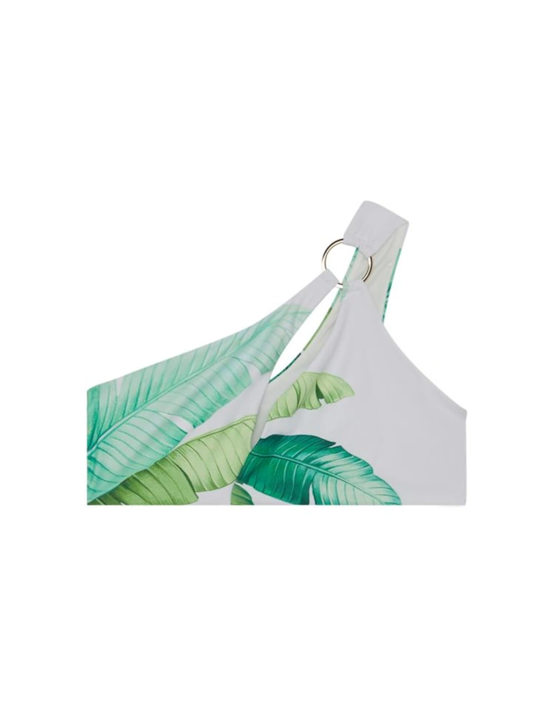 Palm Print Cut Out Detail Bikini Top