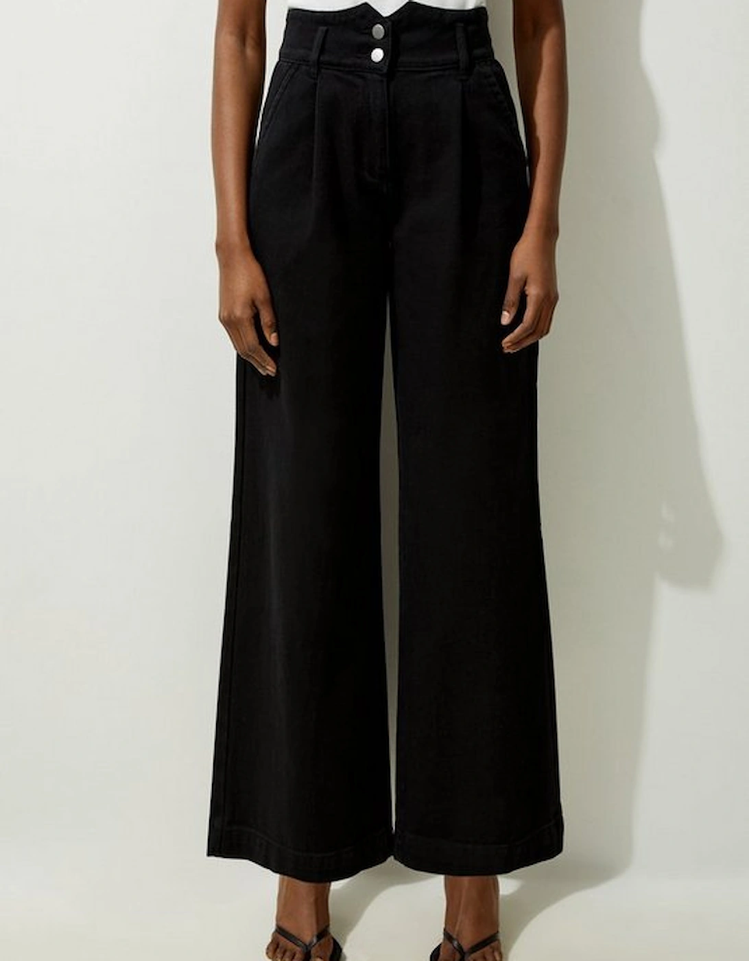 Petite Denim Wide Leg Trousers