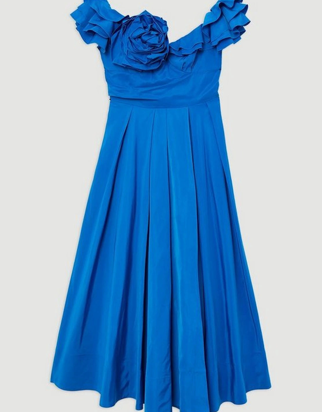 Off The Shoulder Taffeta Ruffle Woven Maxi Dress