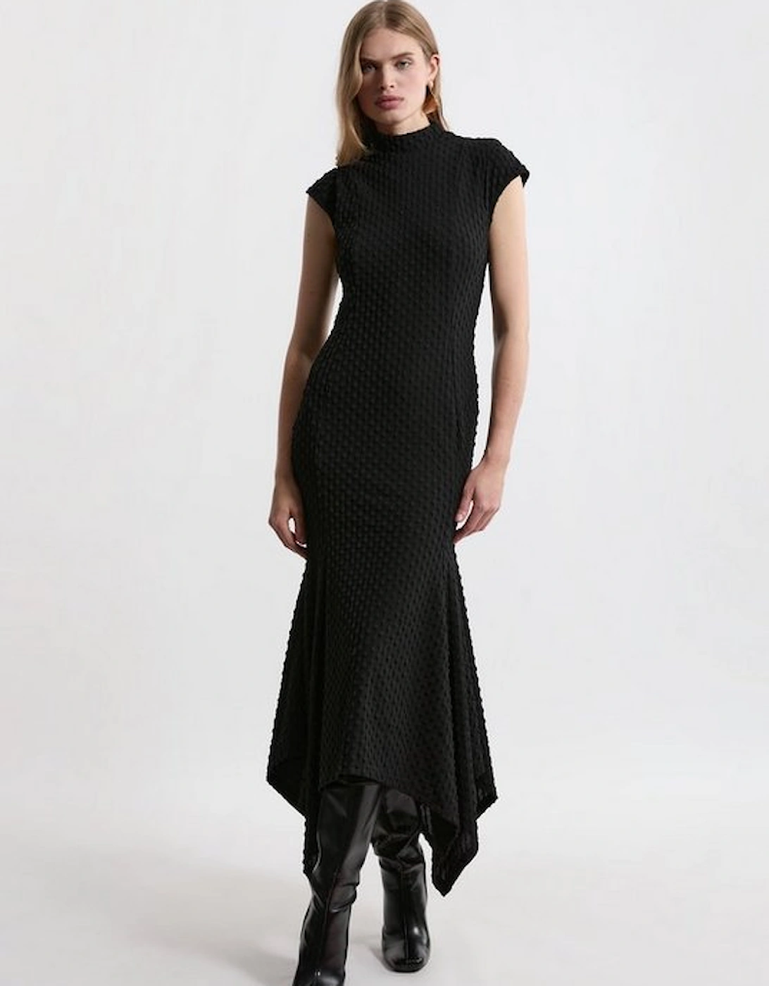 Textured Jersey Waterfall Hem Maxi Dress, 5 of 4