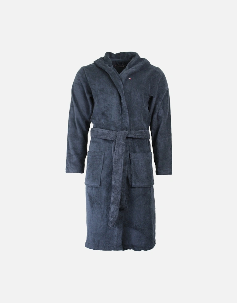 Pure Cotton Hooded Bathrobe, Navy Blazer