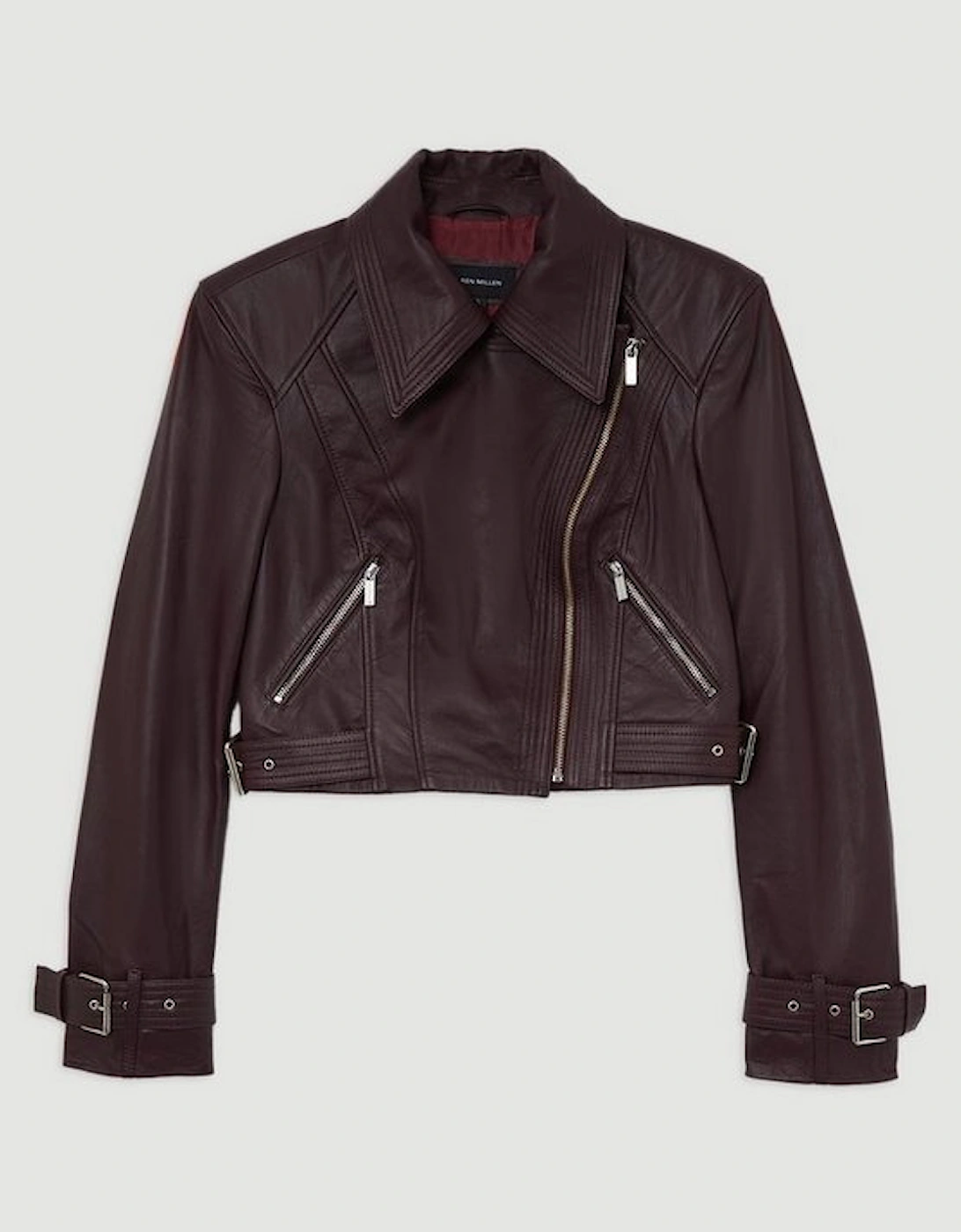 Leather Structured Micro Biker Jacket