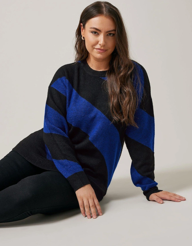 Diagonal Stripe Jumper - Blue