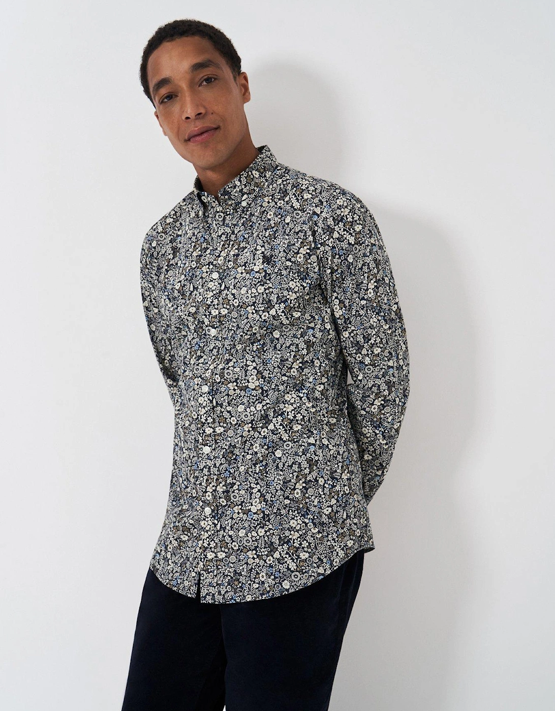 Cotton Meadow Print Shirt -Navy, 2 of 1