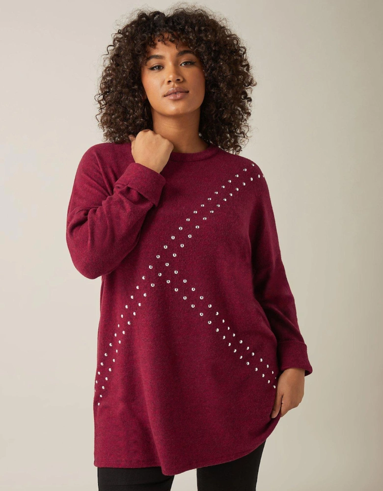 Stud Detail Jumper - Red