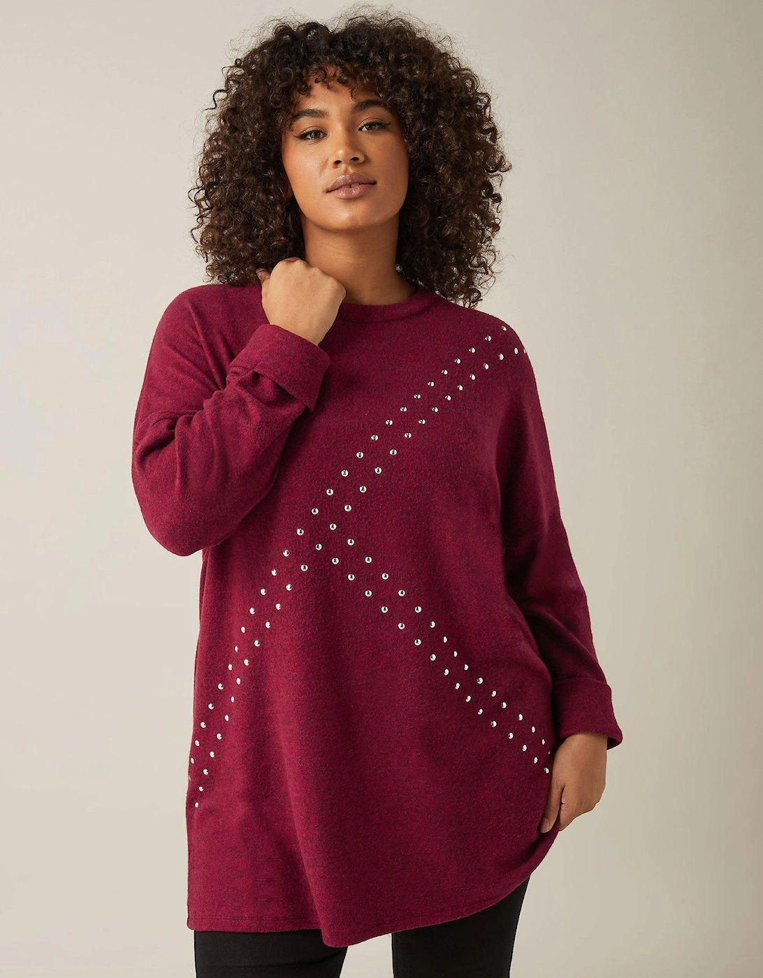 Stud Detail Jumper - Red, 2 of 1