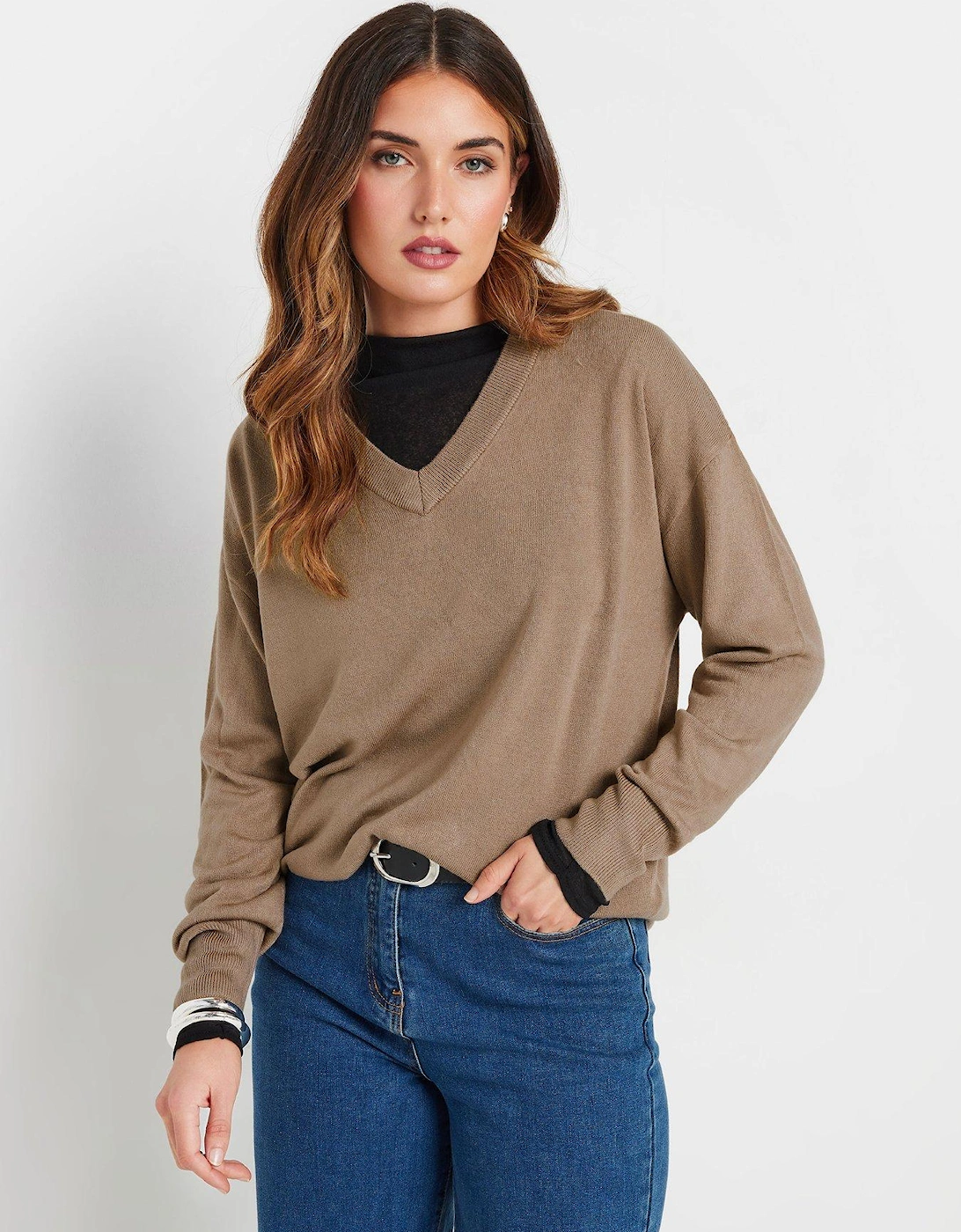 Tall V Neck Jumper - Beige, 2 of 1