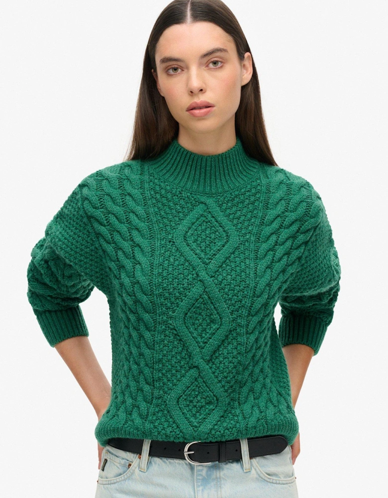 Aran Cable Knit Jumper - Green