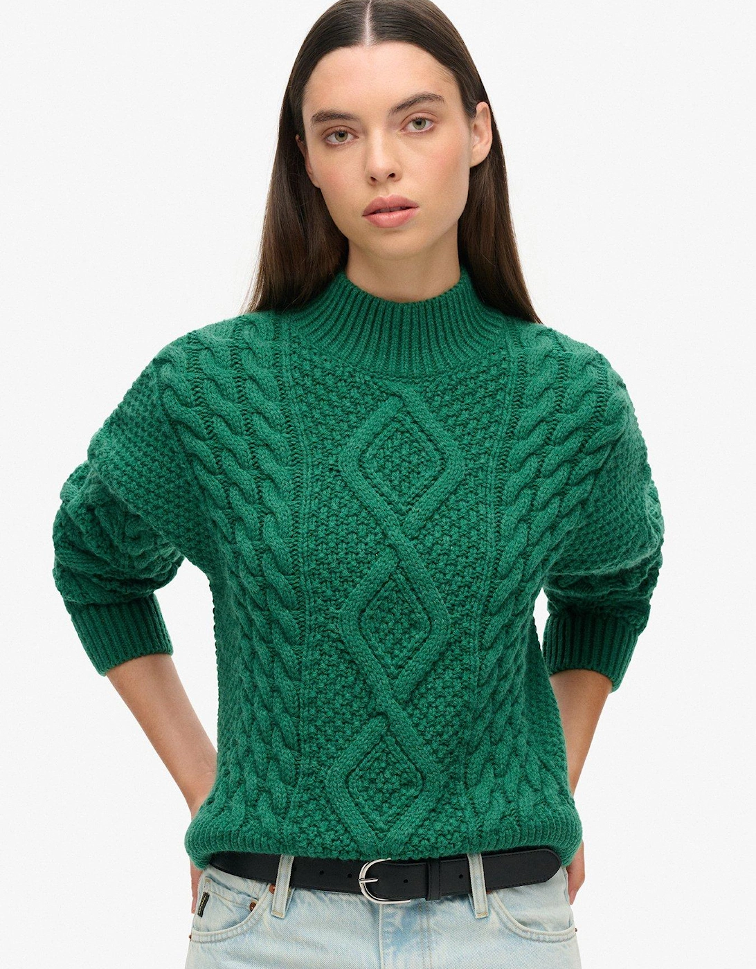 Aran Cable Knit Jumper - Green, 2 of 1