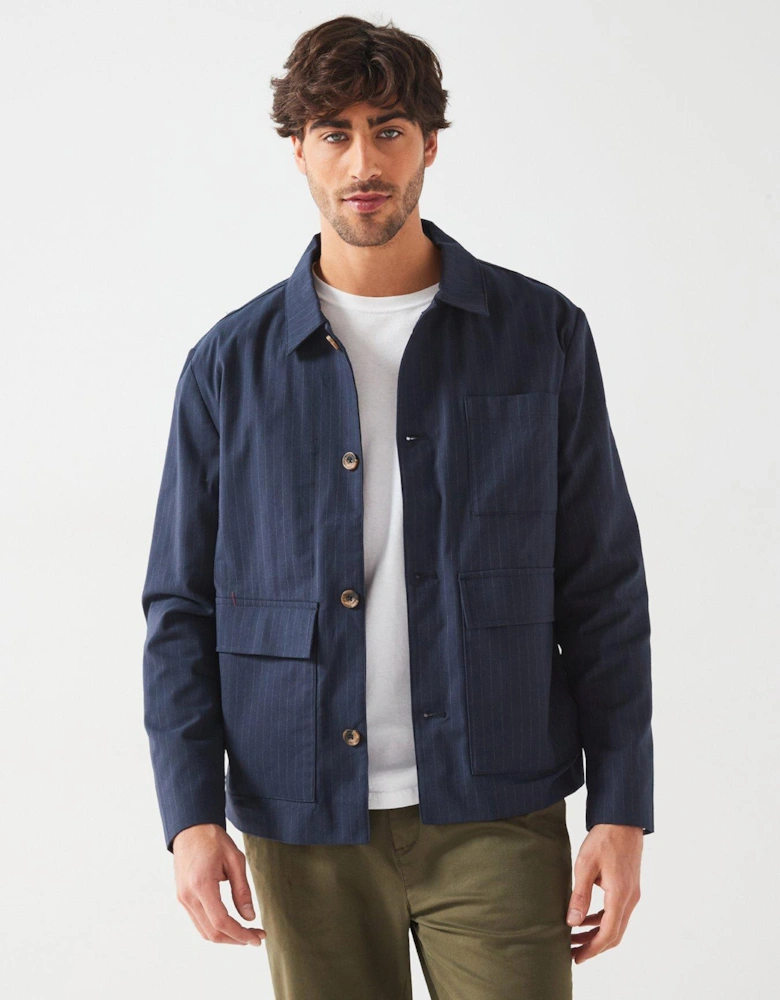 Pinstripe Chore Jacket - Navy
