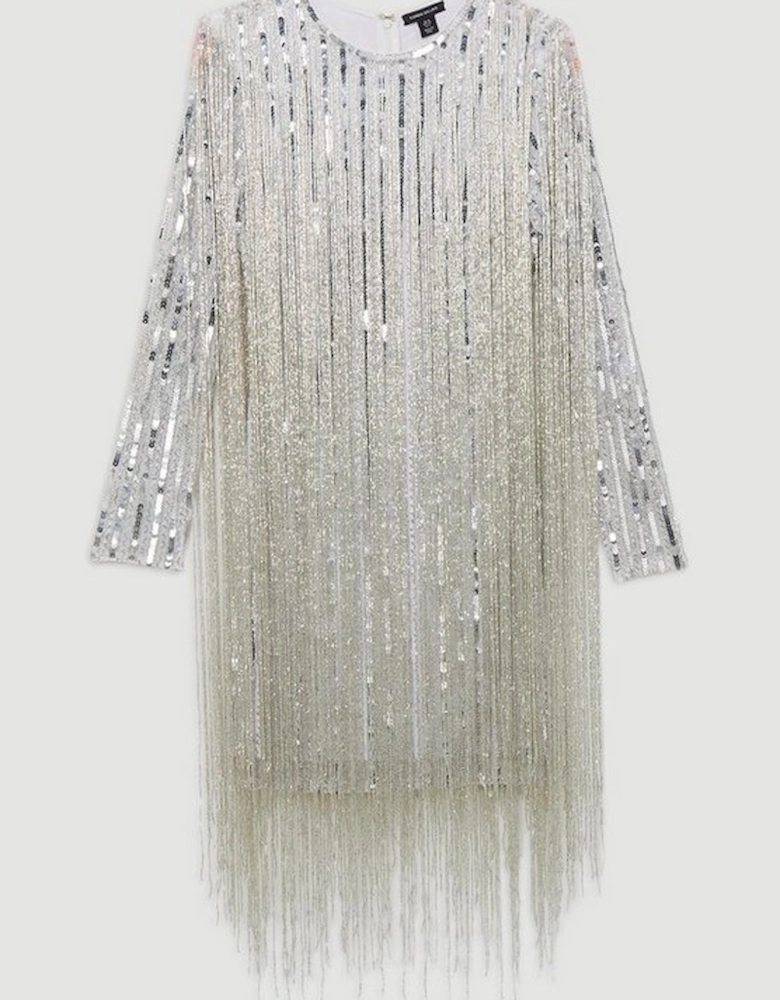 Embellished And Beaded Tassel Woven Mini Dress