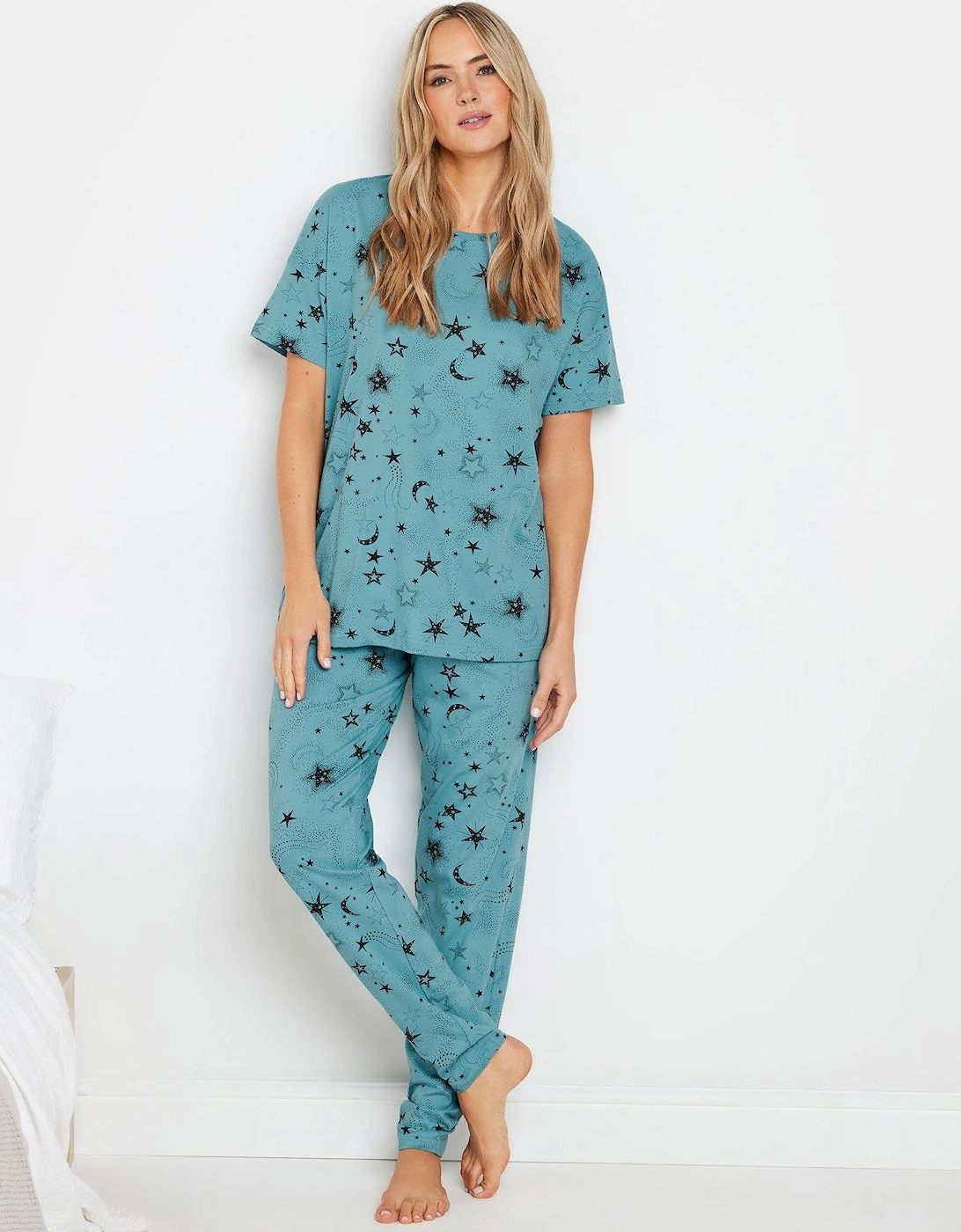 Tall Cosmic Short Sleeve Wide Leg Pj Set - Blue, 2 of 1