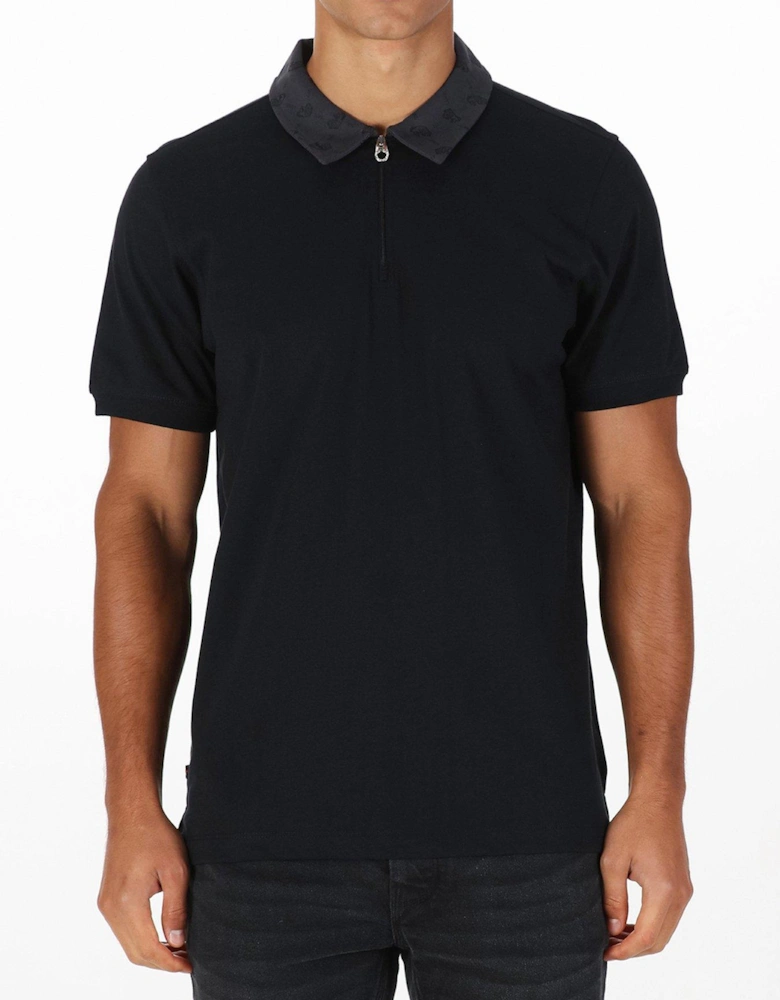 Henderson Zip Neck Polo Shirt -dark Grey
