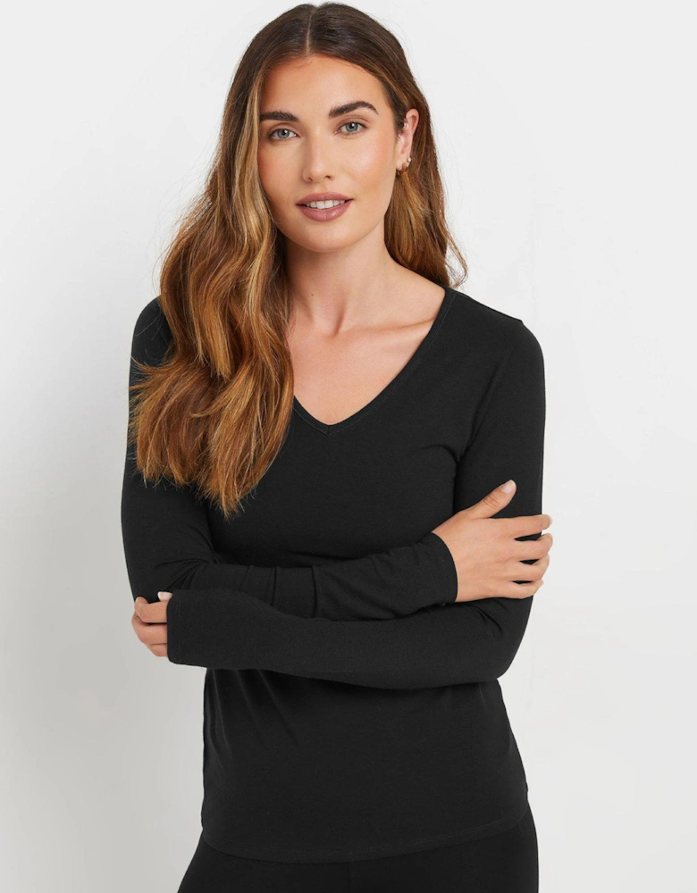 Tall Thermal Heat Long Sleeve Top - Black