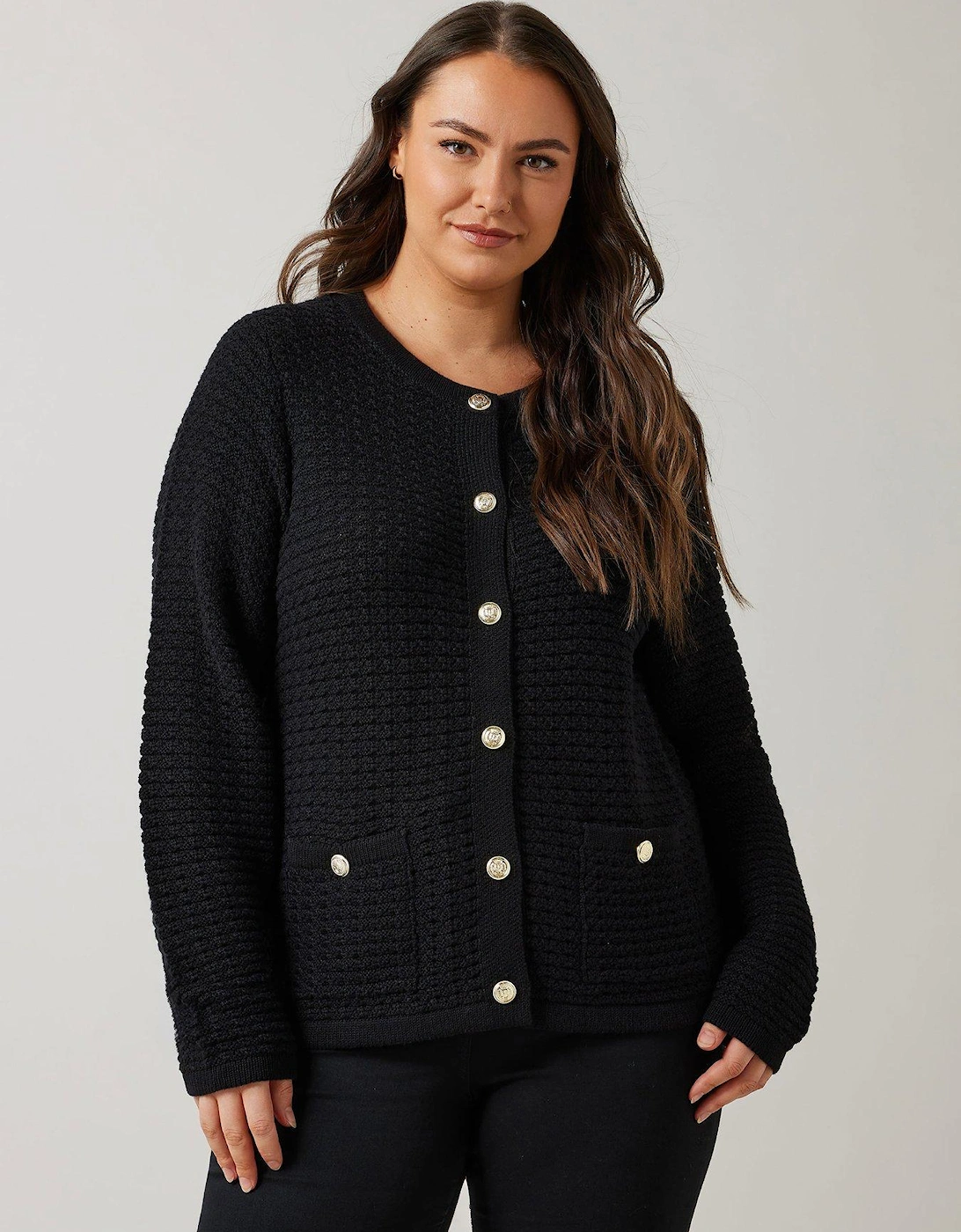 Button Detail Cardigan - Black, 2 of 1