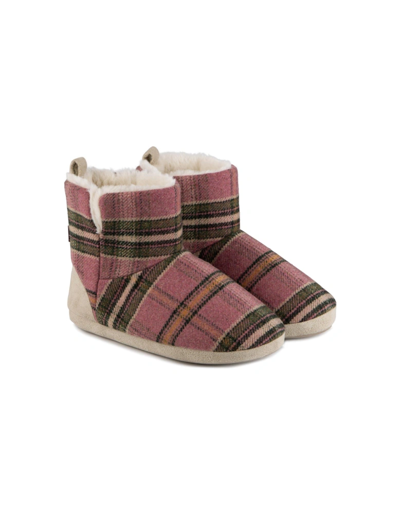 Tartan Check Boot Slippers - Pink