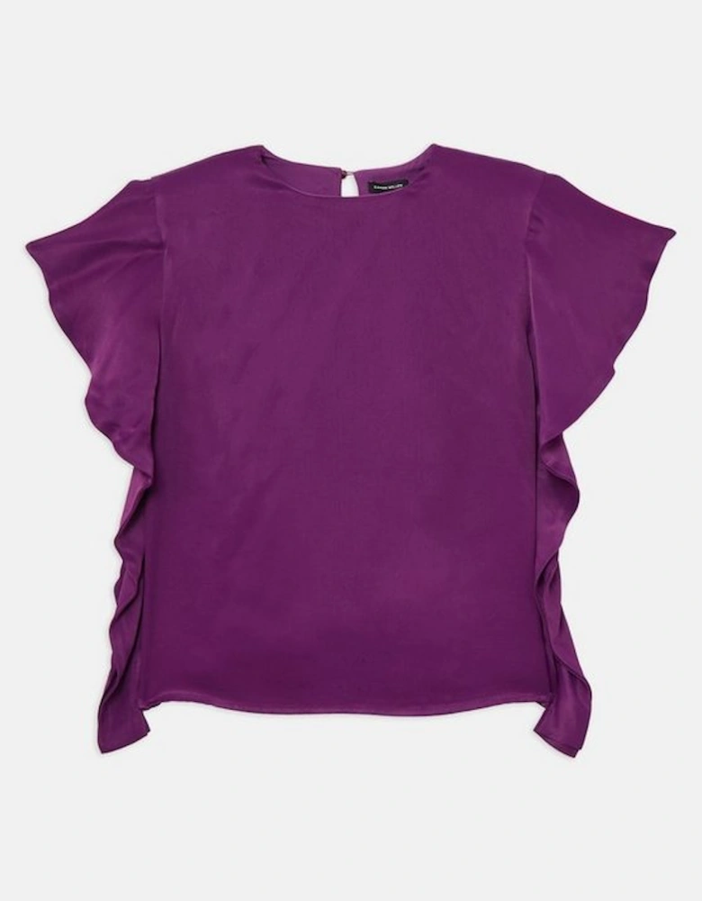 Satin Draped Sleeve Woven Top