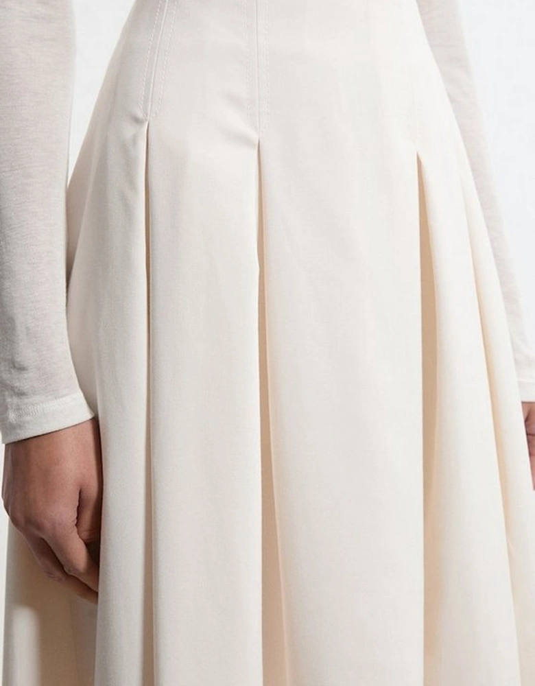 Tailored Twill Full Midi Skirt