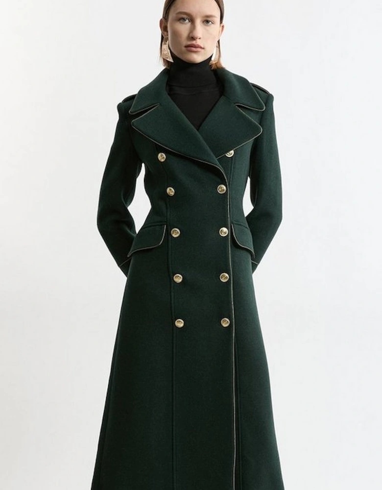 Premium Italian Manteco Wool Double Breasted Tailored Midi Coat