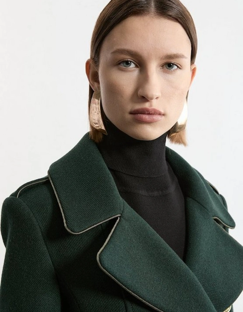 Premium Italian Manteco Wool Double Breasted Tailored Midi Coat