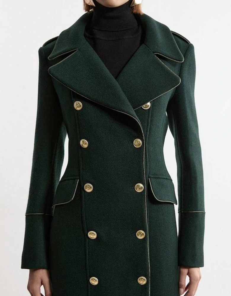 Premium Italian Manteco Wool Double Breasted Tailored Midi Coat