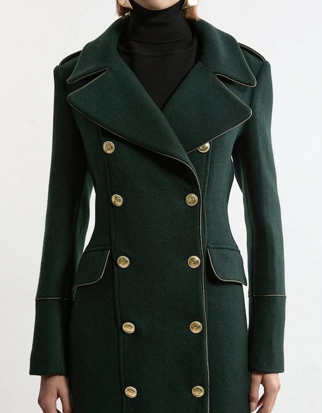 Premium Italian Manteco Wool Double Breasted Tailored Midi Coat