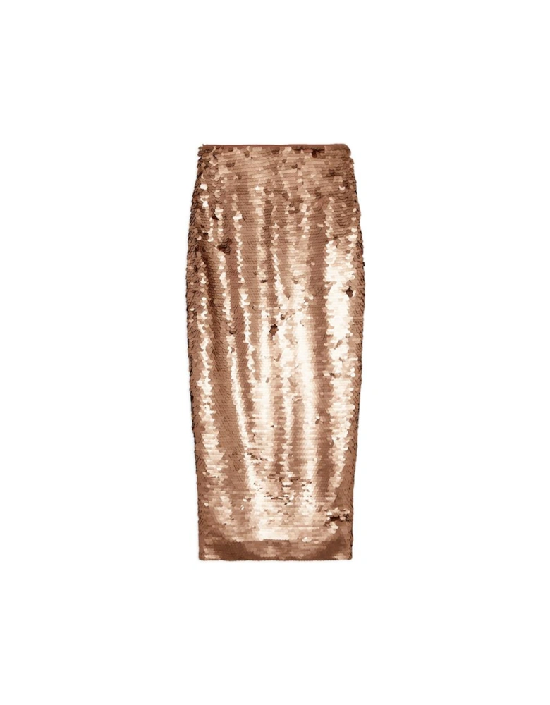 Sequin Woven Midi Skirt