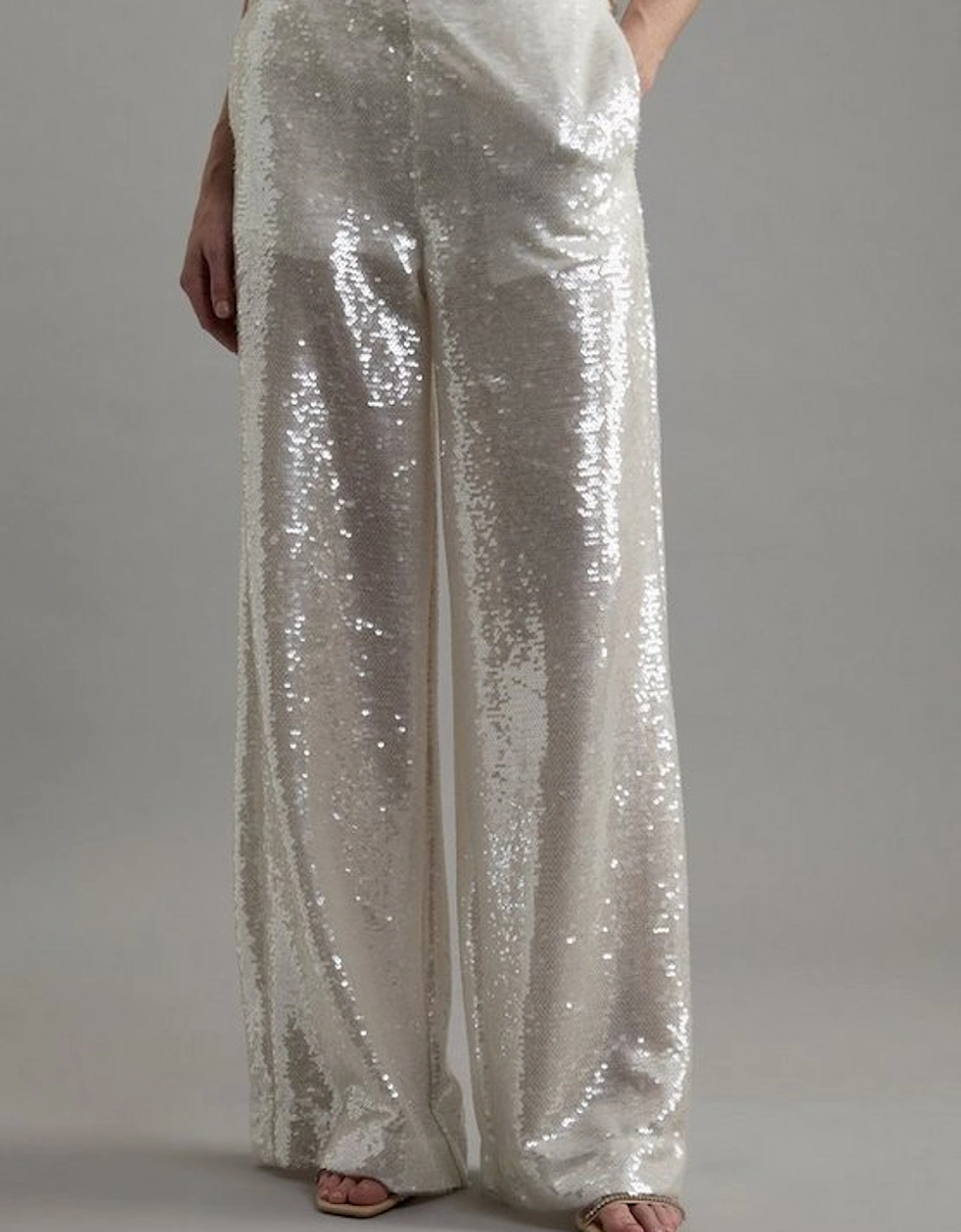 Sequin Woven Wide Leg Trouser