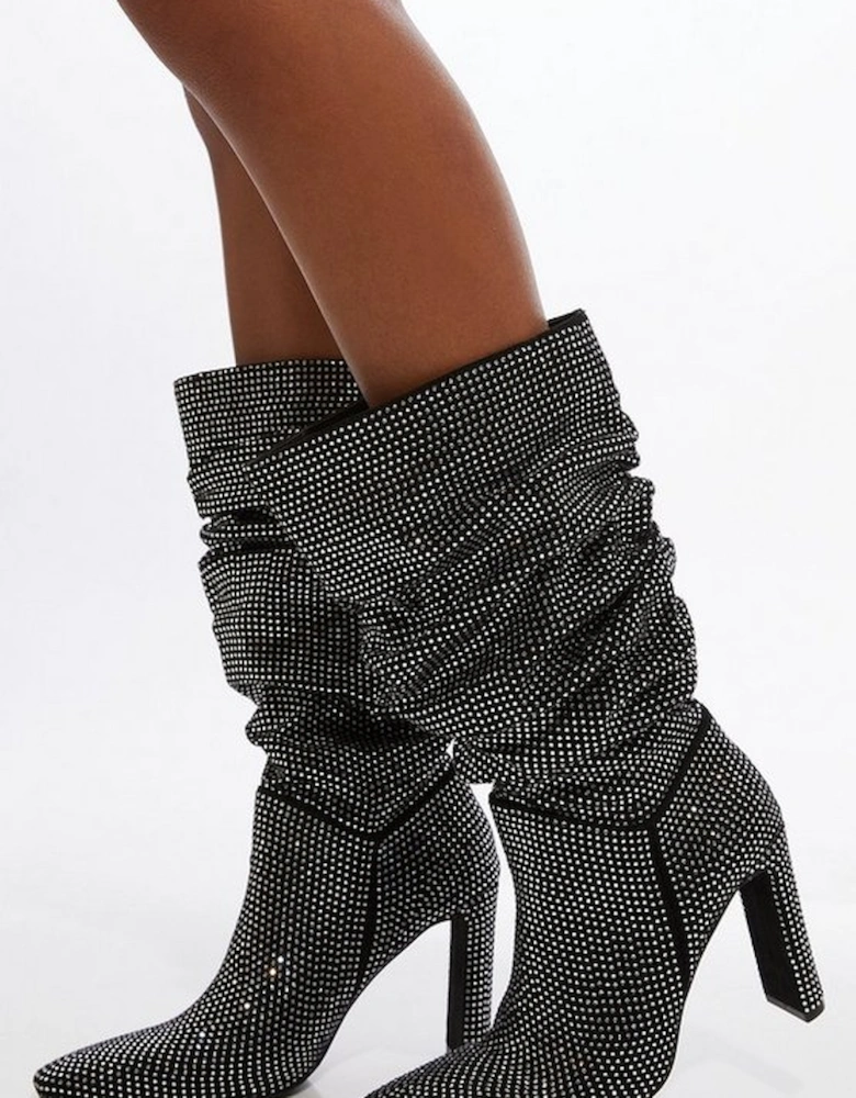 All Over Hot Fix Slouchy Heeled Boot