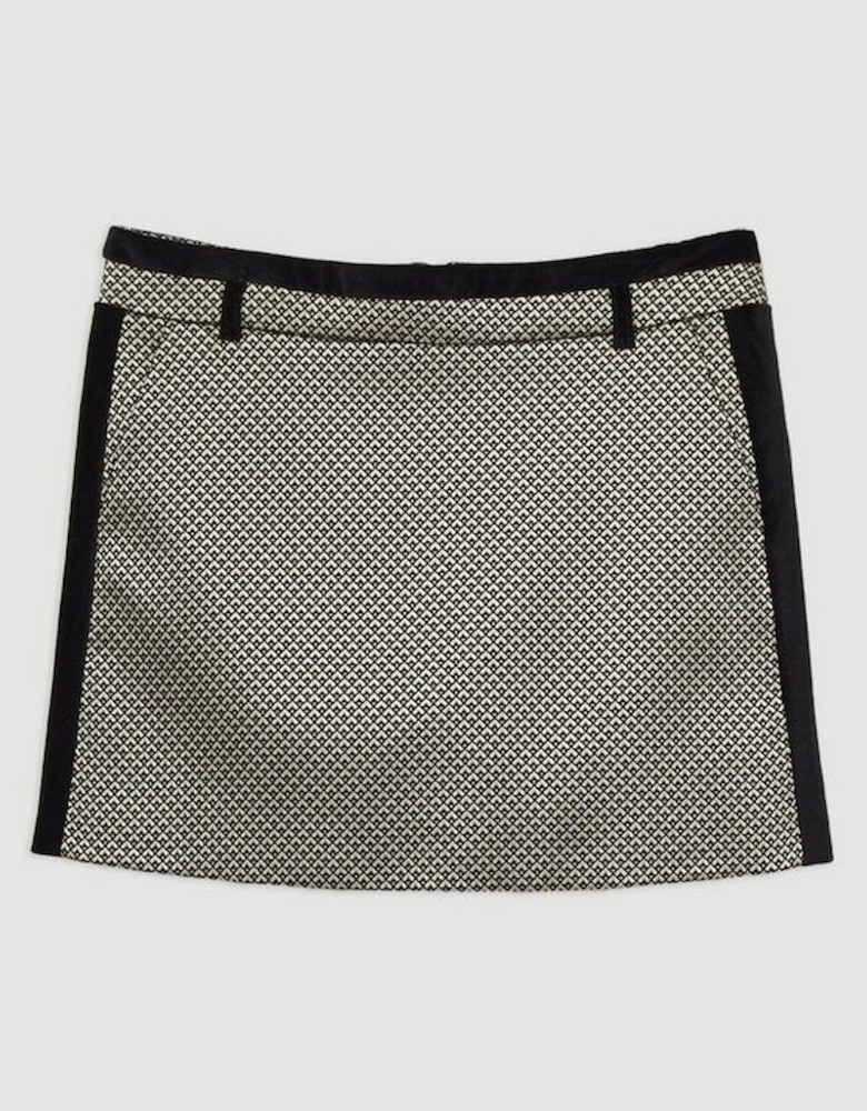 Geo Jacquard Velvet Mix Tailored Mini Skirt