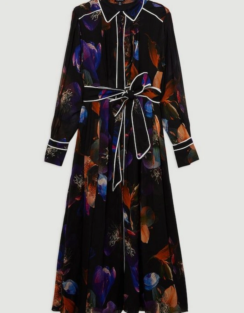 Printed Viscose Placed Floral Woven Maxi Dress