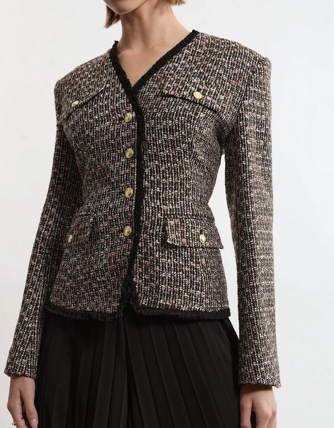 Wool Mix Boucle Tailored Blazer Jumpsuit