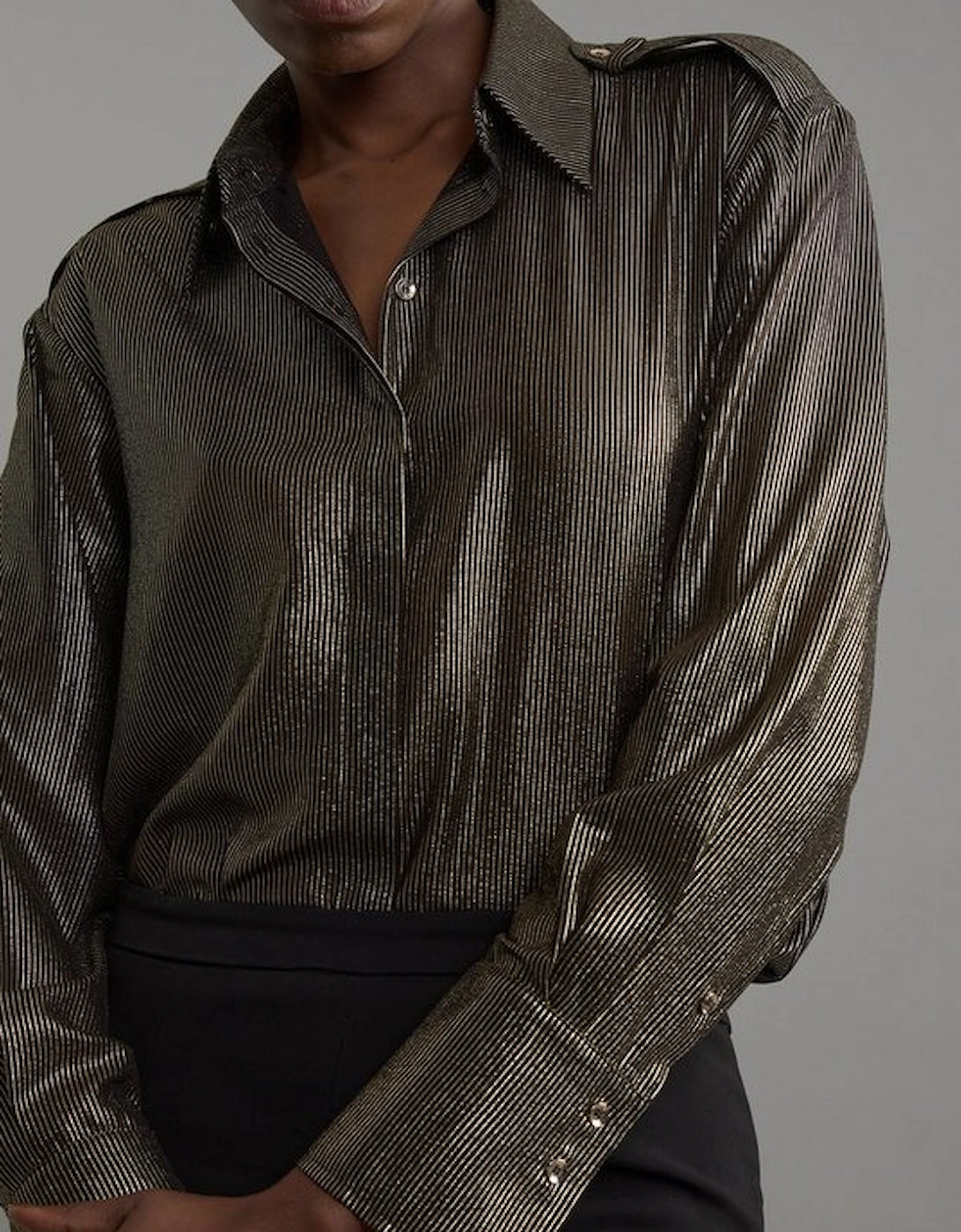 Metallic Woven Collared Shirt