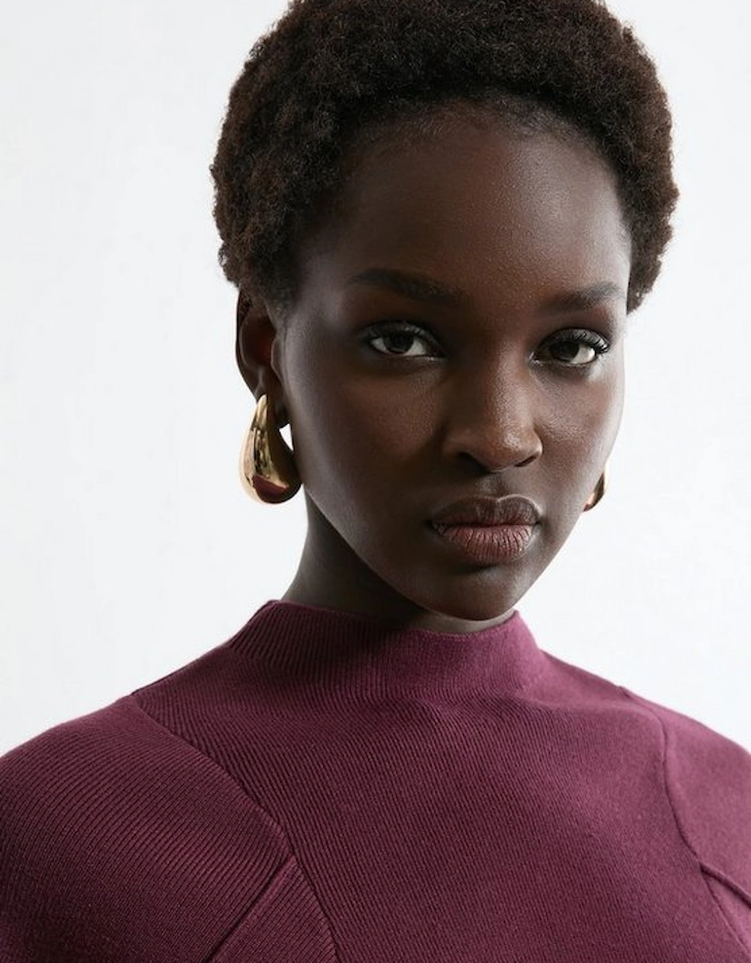 Wool Look Rounded Sleeve Knit Top