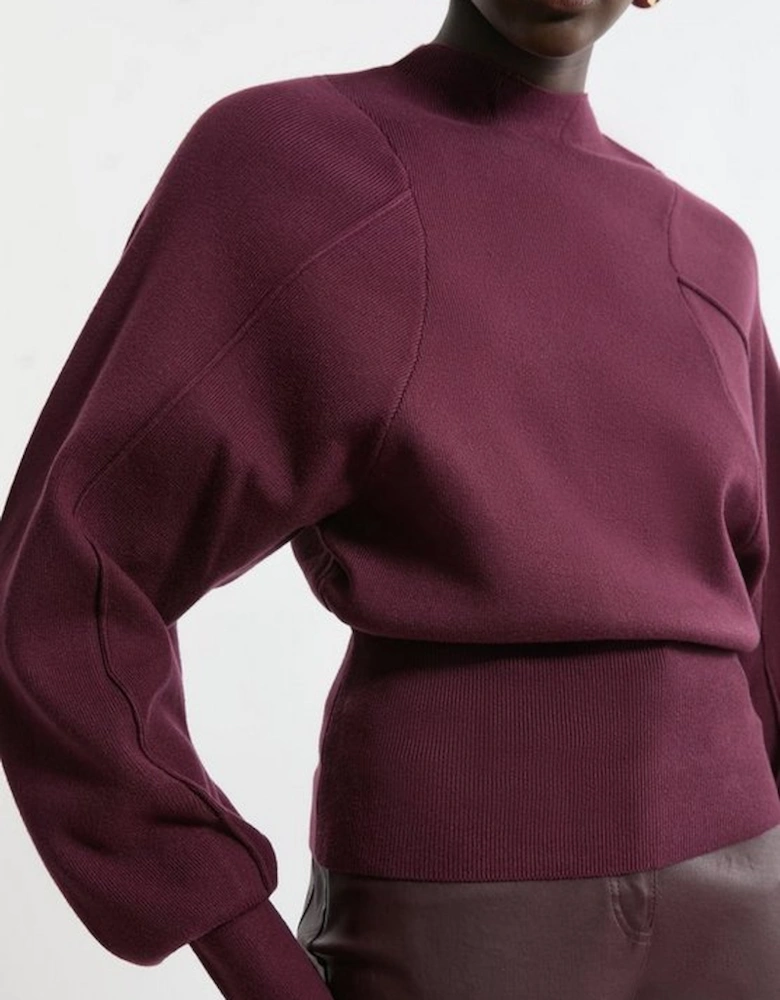 Wool Look Rounded Sleeve Knit Top