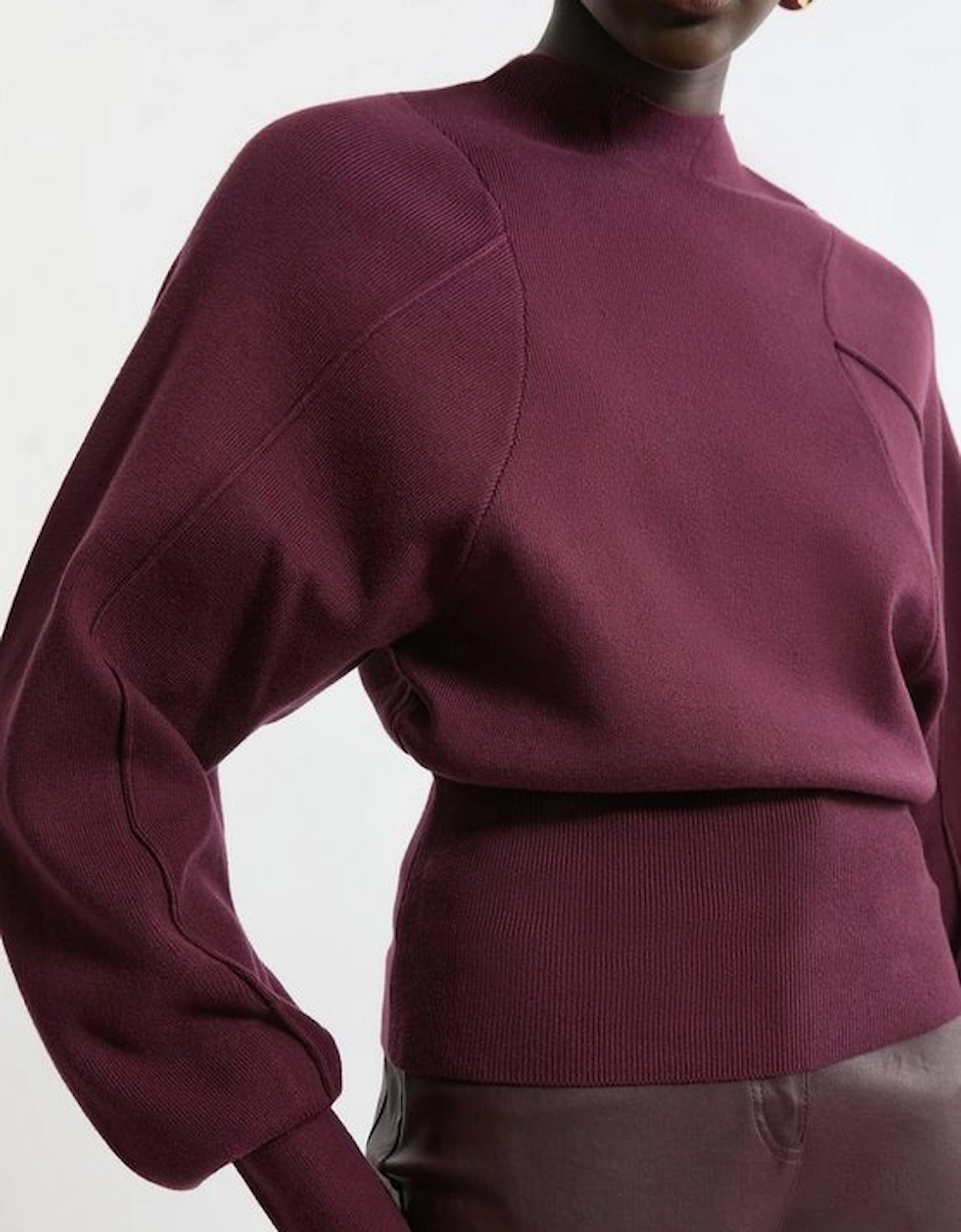 Wool Look Rounded Sleeve Knit Top