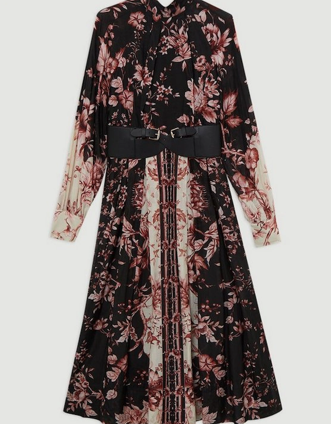 Silk Cotton Border Print Floral Woven Maxi Dress