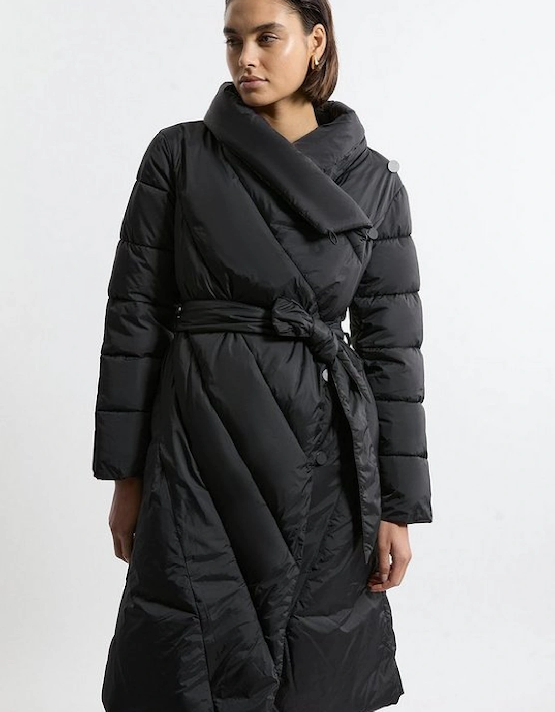 Quilted Padded Wrap Collar Coat, 4 of 3