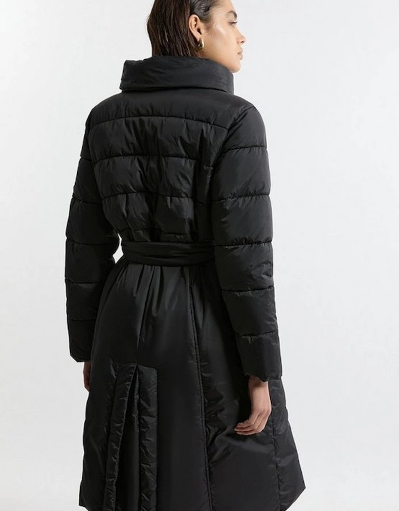 Quilted Padded Wrap Collar Coat