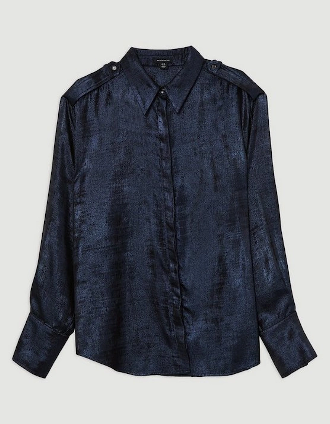 Plus Size Satin Woven Collared Shirt