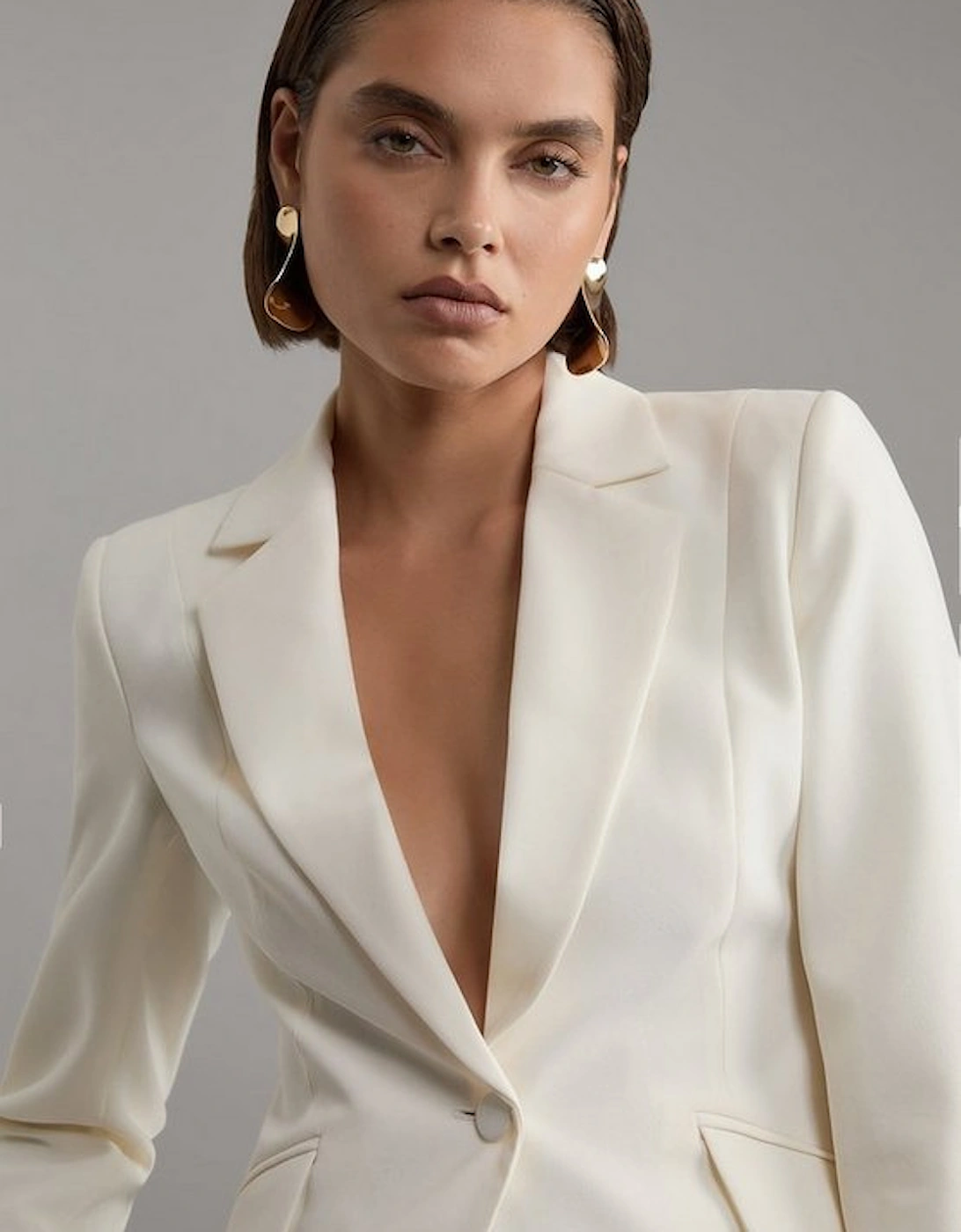 Petite Tailored Crepe Single Breasted Blazer Jacket