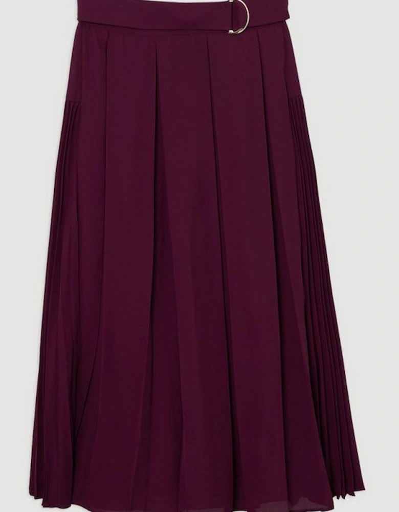 Georgette Pleated Woven Midi Skirt