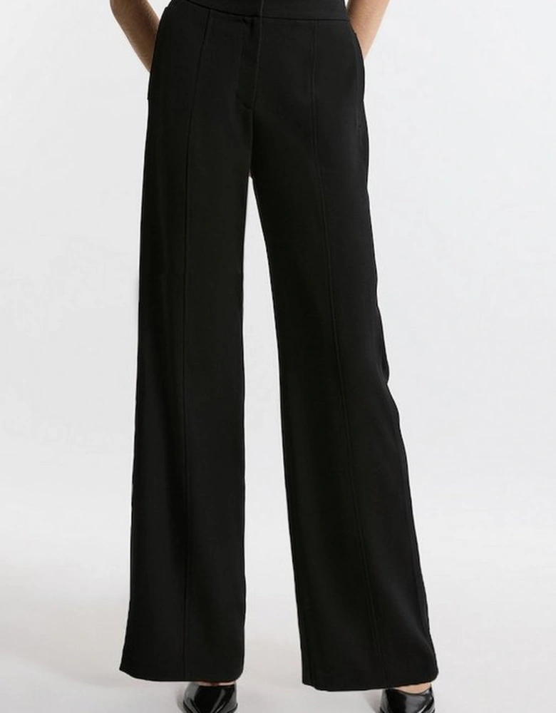 Petite Tailored Crepe Seam Detail Straight Leg Trousers