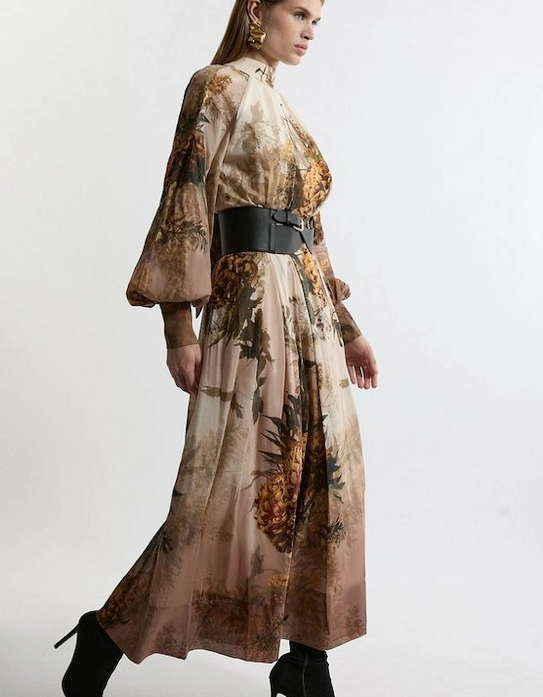 Lydia Millen Tall Silk Cotton Border Print Belted Maxi Dress