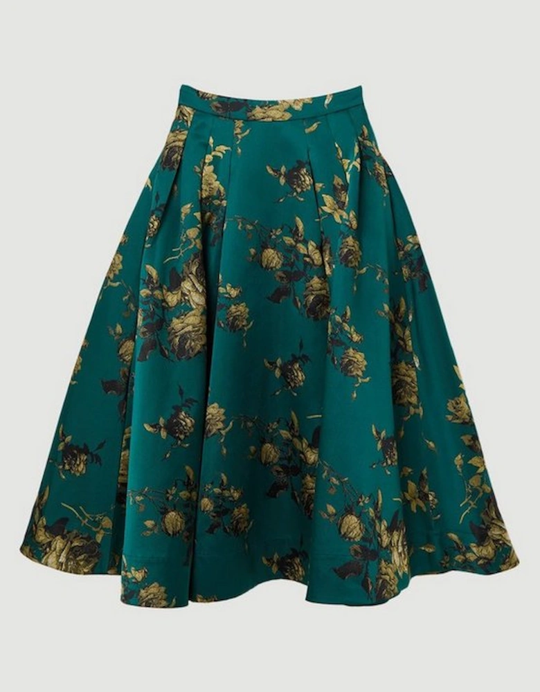 Floral Print Woven Midi Skirt